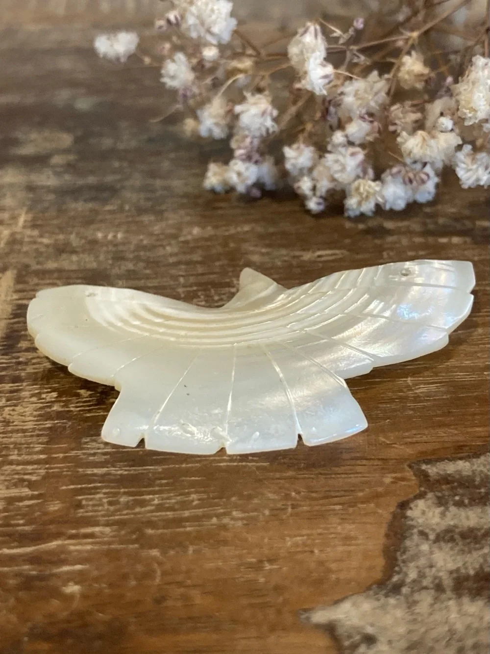Bird Shaped Carved Shell Bead / Pendant 2 1/4” Long for Crafts or Jewelry Making